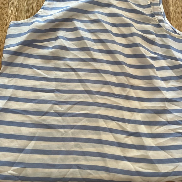 EUC J.crew size 4 Ivory and Light Blue Stripe Sleeveless Silk Tank - Picture 5 of 9